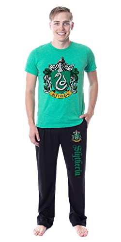 Harry Potter Mens' Hogwarts All Houses Wizarding World Sleep Pajama Set (Slytherin, Large) von INTIMO