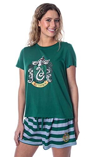 Harry Potter Women's Hogwarts Castle Slytherin Shirt and Shorts Sleepwear Pajama Set (X-Large) von INTIMO