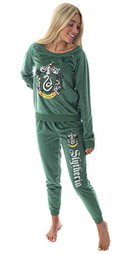 INTIMO Harry Potter Junioren Hogwart Castle House Slytherin Wappen Fleece Jogger Pyjama Set (2XL) von INTIMO
