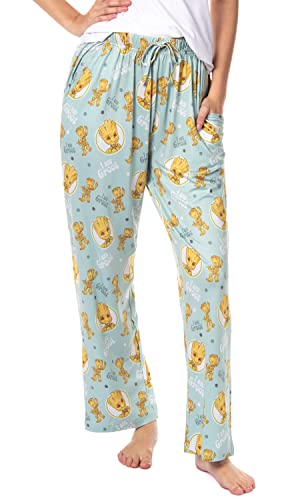 Marvel Comics Damen-Pyjamahose "I Am Groot Guardians of the Galaxy", Schlafanzughose, Hell, blau, X-Large von INTIMO