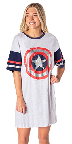 Marvel Comics Womens' Captain America Symbol Nightgown Pajama Shirt Dress (XXX-Large) Grey von INTIMO