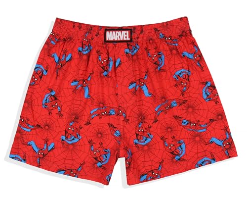 Marvel Herren Spider-Man Retro Charakter Print Boxer Schlafshorts Unterwäsche, Rot/Ausflug, einfarbig (Getaway Solids), Large von INTIMO