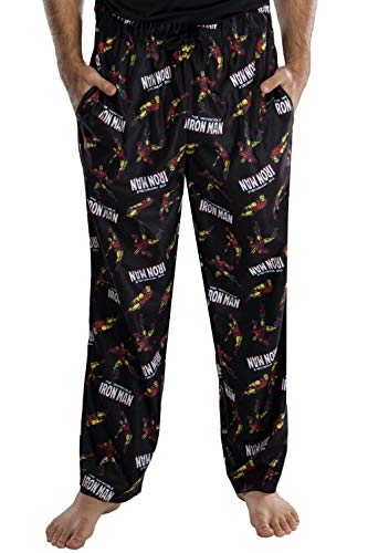 Marvel Men's Iron Man Retro Comic Allover Print Loungewear Pajama Pants (LG) Black von INTIMO