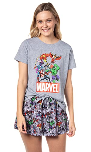 Marvel The Avengers Damen-Pyjama-Set, grau, 38 von INTIMO