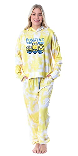 Minions Positive Vibes Damen Pyjama-Set mit Kapuze, Batikfärbung, gelb, 38 von INTIMO