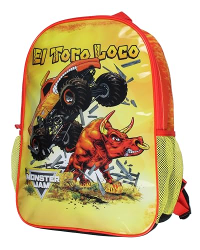 Monster Jam El Toro Loco Kinder Schulrucksack Mess With The Bull & You Get The Horns! Big Truck Book Bag, Orange/Abendrot im Zickzackmuster (Sunset Chevron), Einheitsgröße von INTIMO