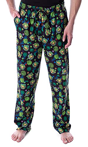 Nickelodeon Men's Teenage Mutant Ninja Turtles TMNT Allover Character Themed Loungewear Pajama Pants (Large) Black von INTIMO