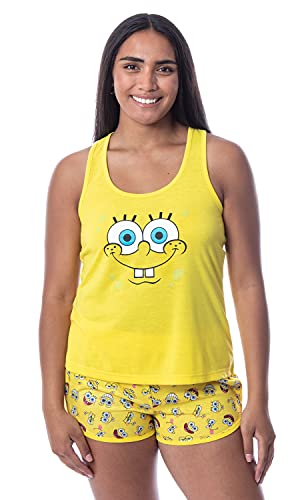 Nickelodeon SpongeBob SquarePants Womens' Faces Tank Pajama Short Set (X-Large) Yellow von INTIMO