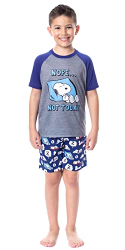 Peanuts Boy's Snoopy Nope Not Today Sleep Pajama Set Short Crewneck (10/12) von INTIMO