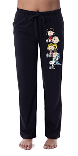 Peanuts Damen Schlafanzughose Charlie Brown Snoopy Lucy Sally Linus, Schwarz , 38 von INTIMO