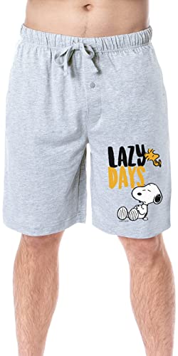 Peanuts Mens' Snoopy Woodstock Lazy Days Character Sleep Pajama Shorts (Medium) Grey von INTIMO
