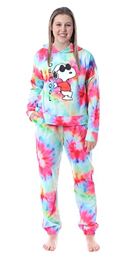 Peanuts Snoopy Joe Cool Tie Dye Damen Pyjama-Set mit Kapuze, Mehrfarbig, 42 von INTIMO