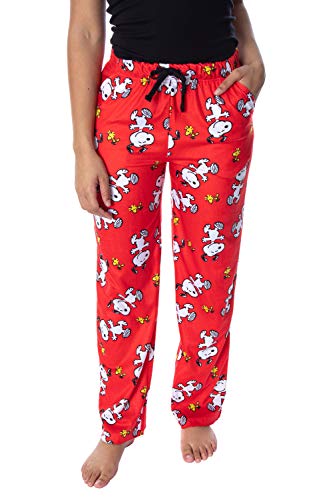 Peanuts Women's Snoopy and Woodstock Allover Print Smooth Touch Fleece Sleep Bottoms Lounge Pajama Pants (X-Small) von INTIMO