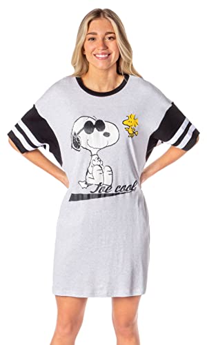 Peanuts Womens' Joe Cool Snoopy Woodstock Nightgown Pajama Shirt Dress (Medium) Grey von INTIMO