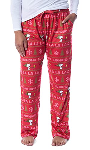 Peanuts Womens' Snoopy and Woodstock Ho Ho Ho Ugly Sweater Pajama Pants von INTIMO