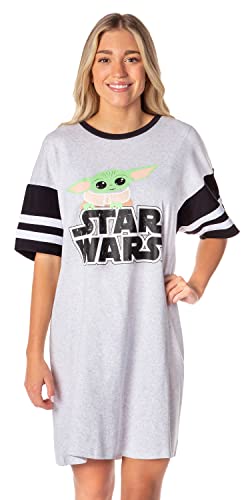 Star Wars Damen The Mandalorian Distressed Grogu The Child Character Nachthemd Schlaf-Pyjama-Shirt, GRAU, Small von INTIMO