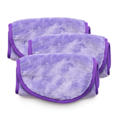 Intirilife 3er Set Abschminktücher Mikrofaser Make-Up Entferner Tuch für Gesicht in Lila - 40.5 x 17 cm - Abschminkpads weich waschbar Reinigungstuch wiederverwendbar 3 Stück Kosmetik Beauty von INTIRILIFE