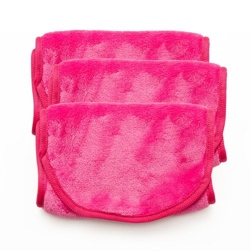 Intirilife 3er Set Abschminktücher Mikrofaser Make-Up Entferner Tuch für Gesicht in Pink - 40.5 x 17 cm - Abschminkpads weich waschbar Reinigungstuch wiederverwendbar 3 Stück Kosmetik Beauty von INTIRILIFE