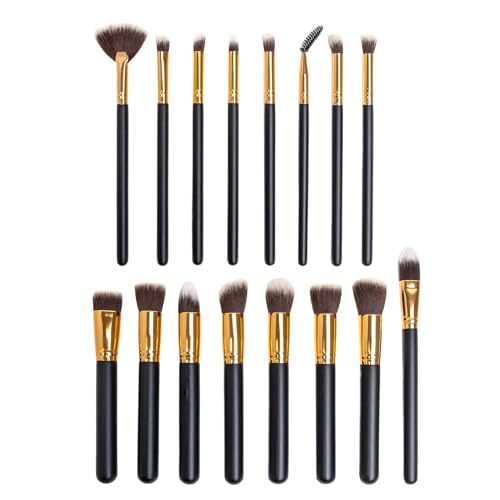 Intirilife Make Up Pinsel Set 16-teilig Synthetisches Pinselhaar - Professionelle Makeup Kosmetik Pinsel für Puder Rouge Foundation Lidschatten Lippen Brauenbürste Schminkpinsel von INTIRILIFE