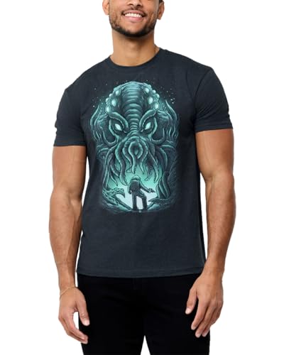 INTO THE AM Herren Graphic Tees S-4XL Cool Leicht Tailliert Bedrucktes Design T-Shirts Natur, Galactic Siege leuchtet im Dunkeln, XX-Large von INTO THE AM