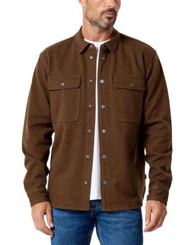 INTO THE AM Sierra Herren-Hemdjacke S-4XL Twill Casual Herbst Mode Langarm Knopfleiste, Braun, XL von INTO THE AM