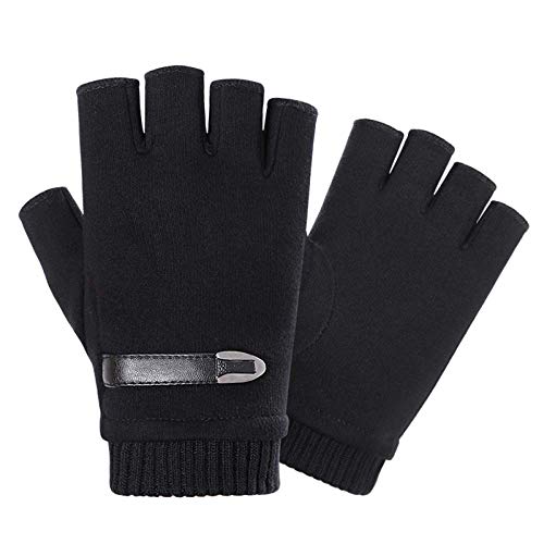 INTVN Fingerlose Handschuhe Herren Winter Outdoor Warm Thermo Strick Handschuhe Schwarz L von INTVN