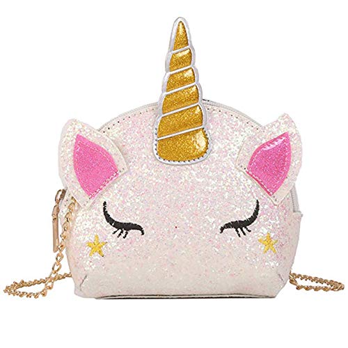 INTVN Umhängetasche Einhorn Geschenk für Mädchen Schultertasche,Mädchen Kindertasche,Cartoon Tasche,Umhängetasche Pailletten,Pailletten geldbörse von INTVN