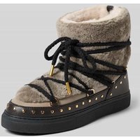 INUIKII Snow Boots aus Leder mit Teddyfell Modell 'CURLY ROCK' in Taupe, Größe 38 von INUIKII