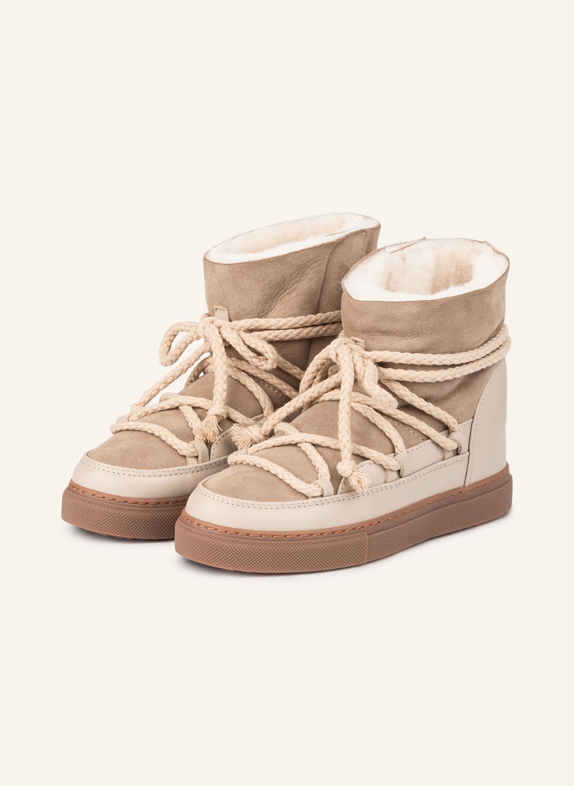 Inuikii Schnürboots Mit Lammfell beige von INUIKII