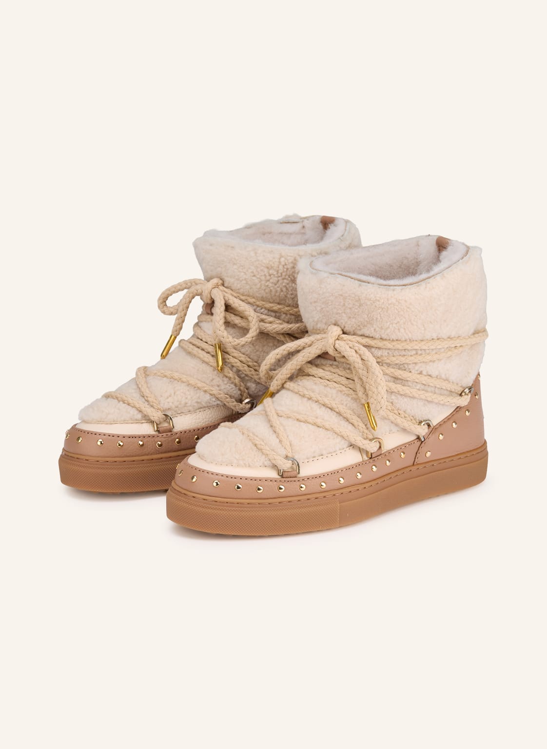 Inuikii Schnürboots Curly Rock Mit Nieten beige von INUIKII
