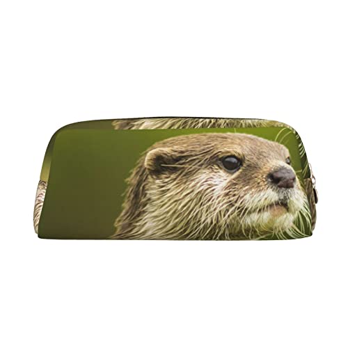 INVEES Clawed Otter Federmäppchen aus Leder mit Reißverschluss und Schaumstoffpolsterung für Schule, Büro und Reisen, gold, Einheitsgröße, Taschen-Organizer von INVEES