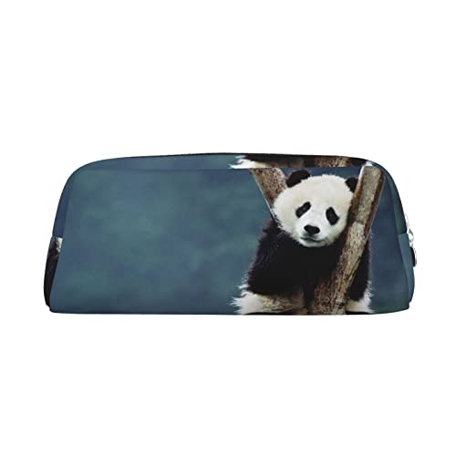 INVEES Niedlicher Panda-Federmäppchen aus Leder mit Reißverschluss und Schaumstoffpolsterung für Schule, Büro und Reisen, silber, Einheitsgröße, Taschen-Organizer von INVEES