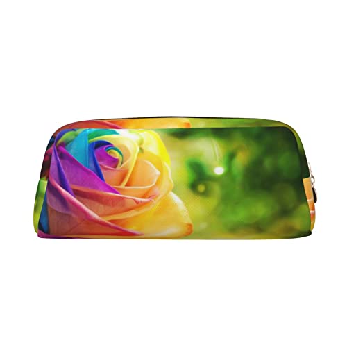 INVEES Rainbow Rose Federmäppchen aus Leder mit Reißverschluss und Schaumstoffpolsterung für Schule, Büro und Reisen, gold, Einheitsgröße, Taschen-Organizer von INVEES