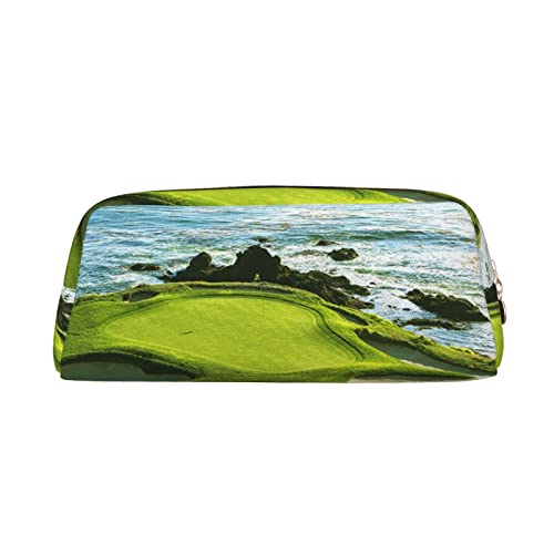 INVEES Strand-Golfplatz-vielseitige Leder-Reißverschlusstasche für Schule, Büro und Reisen, gold, Einheitsgröße, Taschen-Organizer von INVEES