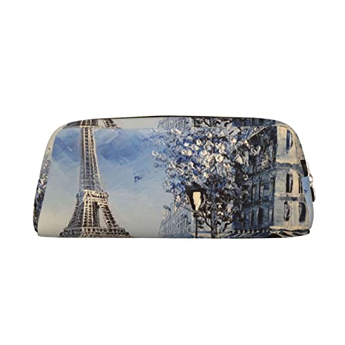 Romantische Paris Eiffelturm vielseitige Ledertasche mit Reißverschluss für Schule, Büro und Reisen, gold, Einheitsgröße, Taschen-Organizer von INVEES