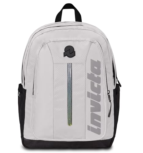 Invicta Jelek Up Schulranzen, Tagesrucksack, Rucksack mit Trinkflaschenfach, Laptopfach, Extra Platz - 38 LT - Unisex, für Schule, Sport und Freizeit, Uni, grau - Mädchen Jungen von Invicta