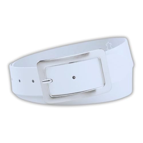 INVIDA Damen Gürtel JOYCE in WEISS mit großer Schließe 4cm Breite 100cm Bundweite von INVIDA