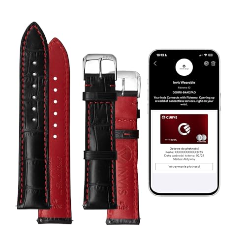 INVIS Smartstrap KYIV Schwarz 22 mm – Uhrenarmband mit NFC-Kontaktloszahlung | Kalbsleder | Krokodilprägung | Zertifiziert von Mastercard & Visa | Länge: 114/82 mm INVIS Smartstrap KYIV Schwarz 22 mm – Uhrenarmband mit NFC-Kontaktloszahlung | Kalbsleder | Krokodilprägung | Zertifiziert von Mastercard & Visa | Länge: 114/82 mm von INVIS