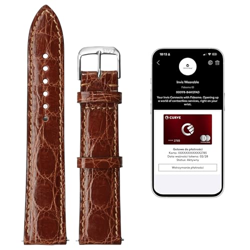 INVIS Smartstrap LORD Cognac 20 mm – Uhrenarmband mit NFC-Kontaktloszahlung | Krokodilleder | Zertifiziert von Mastercard & Visa | Länge: 114/82 mm INVIS Smartstrap LORD Cognac 20 mm – Uhrenarmband mit NFC-Kontaktloszahlung | Krokodilleder | Zertifiziert von Mastercard & Visa | Länge: 114/82 mm von INVIS