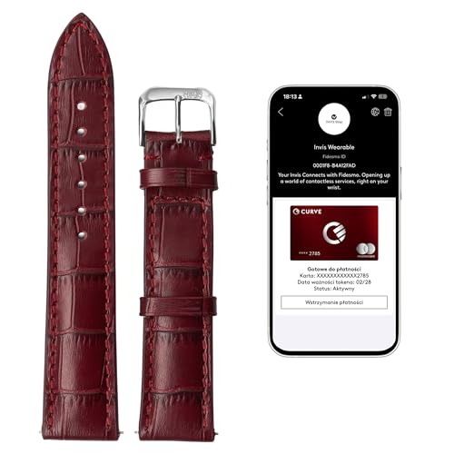 INVIS Smartstrap LOUISIANA Burgunderrot 22 mm – Uhrenarmband mit NFC-Kontaktloszahlung | Kalbsleder | Krokodilprägung | Zertifiziert von Mastercard & Visa | Länge: 114/82 mm INVIS Smartstrap LOUISIANA Burgunderrot 22 mm – Uhrenarmband mit NFC-Kontaktloszahlung | Kalbsleder | Krokodilprägung | Zertifiziert von Mastercard & Visa | Länge: 114/82 mm von INVIS
