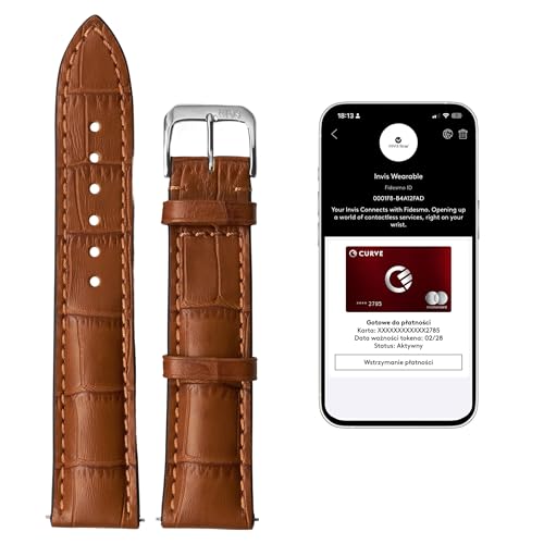 INVIS Smartstrap LOUISIANA Cognac 22 mm – Uhrenarmband mit NFC-Kontaktloszahlung | Kalbsleder | Krokodilprägung | Zertifiziert von Mastercard & Visa | Länge: 114/82 mm INVIS Smartstrap LOUISIANA Cognac 22 mm – Uhrenarmband mit NFC-Kontaktloszahlung | Kalbsleder | Krokodilprägung | Zertifiziert von Mastercard & Visa | Länge: 114/82 mm von INVIS