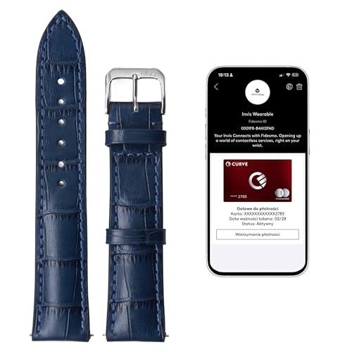 INVIS Smartstrap LOUISIANA Marineblau 22 mm – Uhrenarmband mit NFC-Kontaktloszahlung | Kalbsleder | Krokodilprägung | Zertifiziert von Mastercard & Visa | Länge: 114/82 mm INVIS Smartstrap LOUISIANA Marineblau 22 mm – Uhrenarmband mit NFC-Kontaktloszahlung | Kalbsleder | Krokodilprägung | Zertifiziert von Mastercard & Visa | Länge: 114/82 mm von INVIS