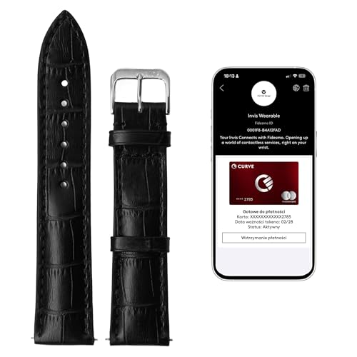 INVIS Smartstrap LOUISIANA Schwarz 20 mm – Uhrenarmband mit NFC-Kontaktloszahlung | Kalbsleder | Krokodilprägung | Zertifiziert von Mastercard & Visa | Länge: 114/82 mm INVIS Smartstrap LOUISIANA Schwarz 20 mm – Uhrenarmband mit NFC-Kontaktloszahlung | Kalbsleder | Krokodilprägung | Zertifiziert von Mastercard & Visa | Länge: 114/82 mm von INVIS