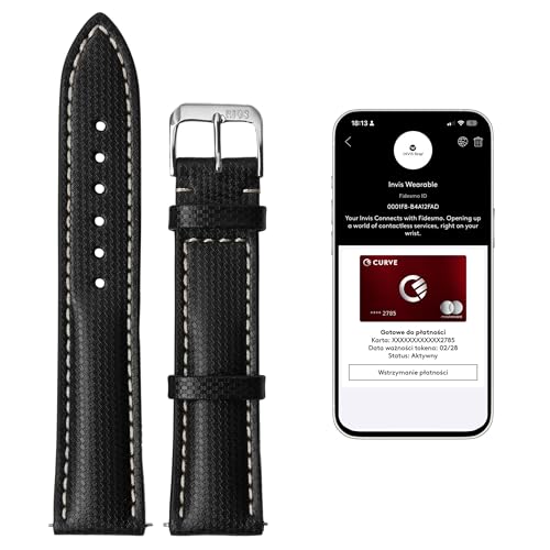 INVIS Smartstrap NEXT Schwarz 20 mm – Uhrenarmband mit NFC-Kontaktloszahlung | Ballistisches Nylon | Zertifiziert von Mastercard & Visa | Länge: 114/82 mm von INVIS