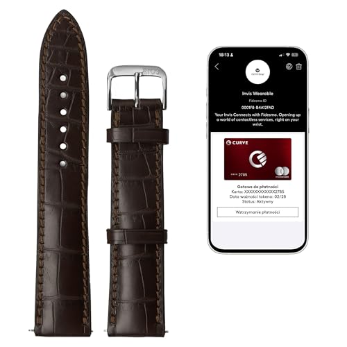 INVIS Smartstrap PRESIDENT Mokka 20 mm – Uhrenarmband mit NFC-Kontaktloszahlung | Alligatorleder | Zertifiziert von Mastercard & Visa | Länge: 114/82 mm von INVIS