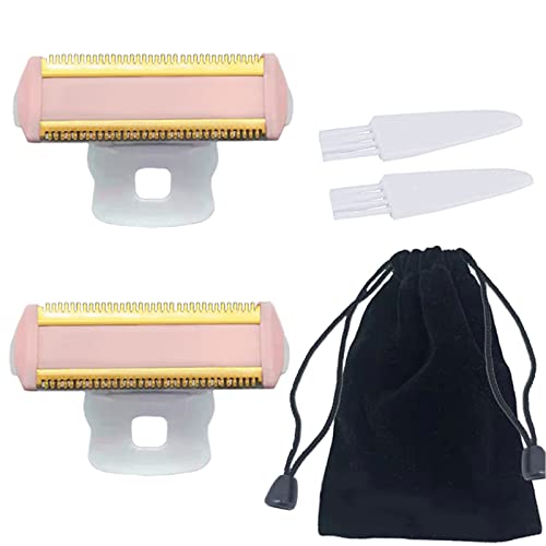 Ersatzköpfe für Damen-Trimmer, kompatibel mit Finishing Touch, makelloser Körper, wiederaufladbarer Damenrasierer mit Samtbeutel und 2 Reinigungsbürsten (2 Stück Rasierkopf + Tasche + 2 Bürsten) von INVODA