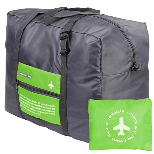 Faltbare Reisetasche Gepäck für Sports Gym wasserabweisend Nylon Duffel für Männer, Frauen 32 Liter grün von INVODA