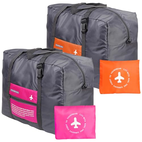 INVODA 2 Stück Reisetasche faltbar Kleidertasche Wasserdicht Lagerung Schultertasche Nylon Duffel für Männer Frauen 32 Liter von INVODA
