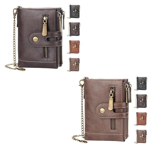 INXKED 2PCS Men's Wallet with Chain, Retro Bifold Card Holder Purse, Anti-Theft Retro Wallet Mens Wallet with Chain (03) von INXKED