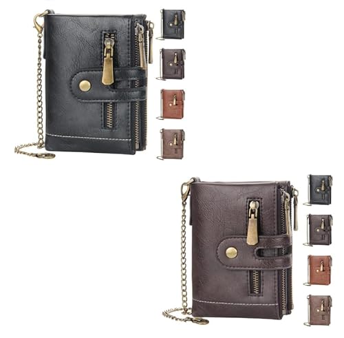 INXKED 2PCS Men's Wallet with Chain, Retro Bifold Card Holder Purse, Anti-Theft Retro Wallet Mens Wallet with Chain (04) von INXKED
